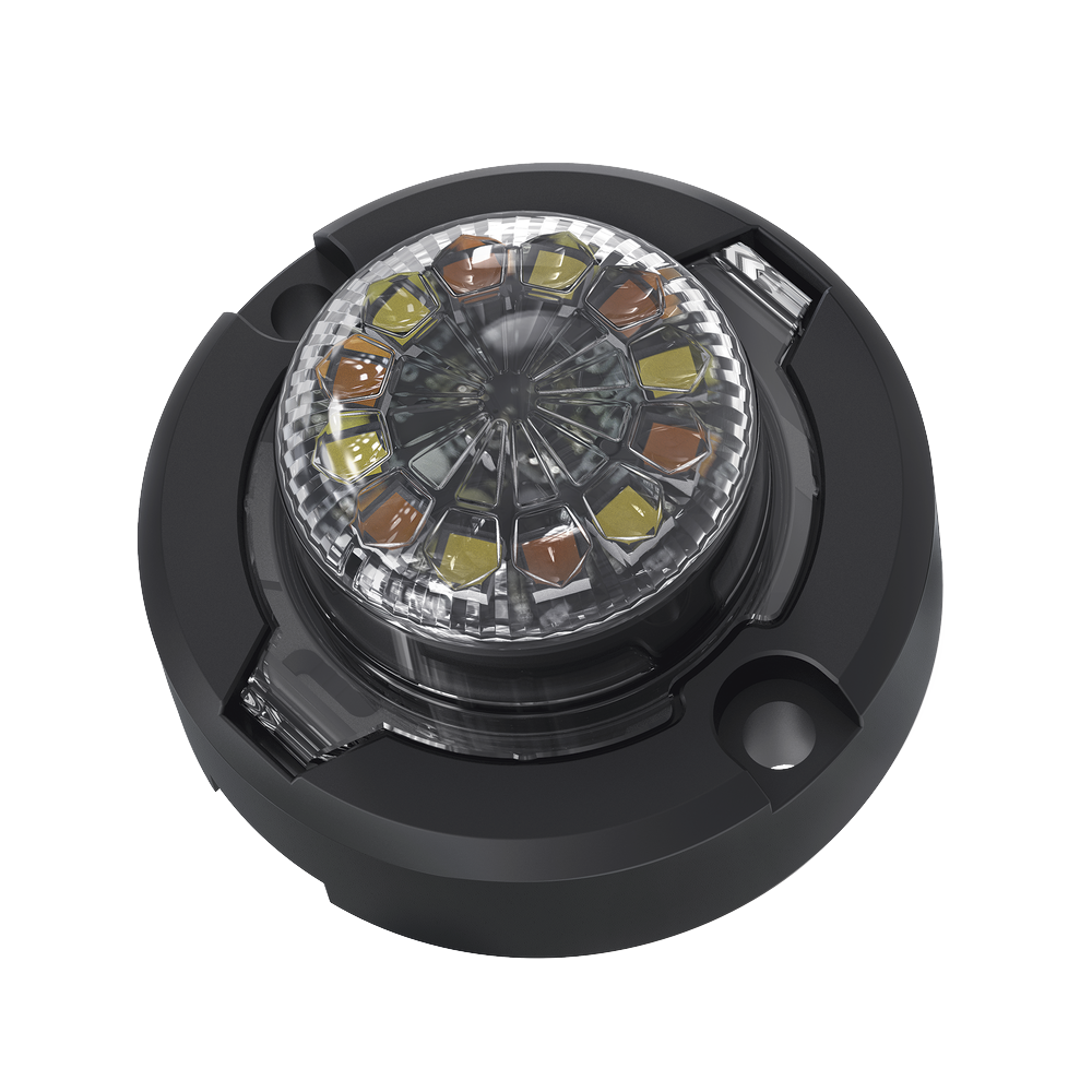Estrobo Oculto de 12 LED, Brida negra, 12 Vcd, Clara, Lente transparente