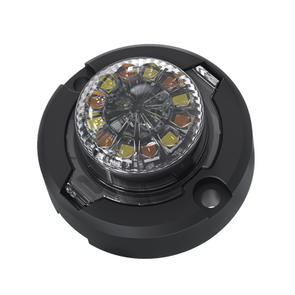 Estrobo Oculto de 12 LED, Brida negra, 12 Vcd, Clara, Lente transparente