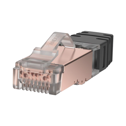 Plug RJ45 Cat6 Blindado, Para Cable Calibre 24-26 AWG, Chapado en Oro de 50 micras, Paquete de 100 Piezas