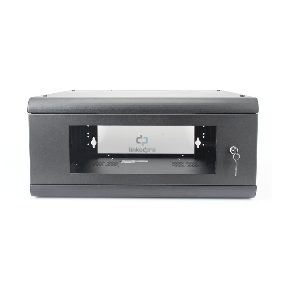 Gabinete de Pared con Puerta de Cristal Templado, 635mm de Profundidad, 4U Rack de 19'', Acero Reforzado