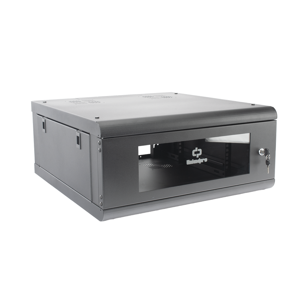 Gabinete de Pared con Puerta de Cristal Templado, 635mm de Profundidad, 4U Rack de 19'', Acero Reforzado