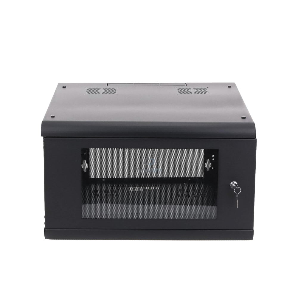 Gabinete de Pared con Puerta de Cristal Templado, 635 mm de Profundidad, 6U Rack de 19 in, Acero Reforzado