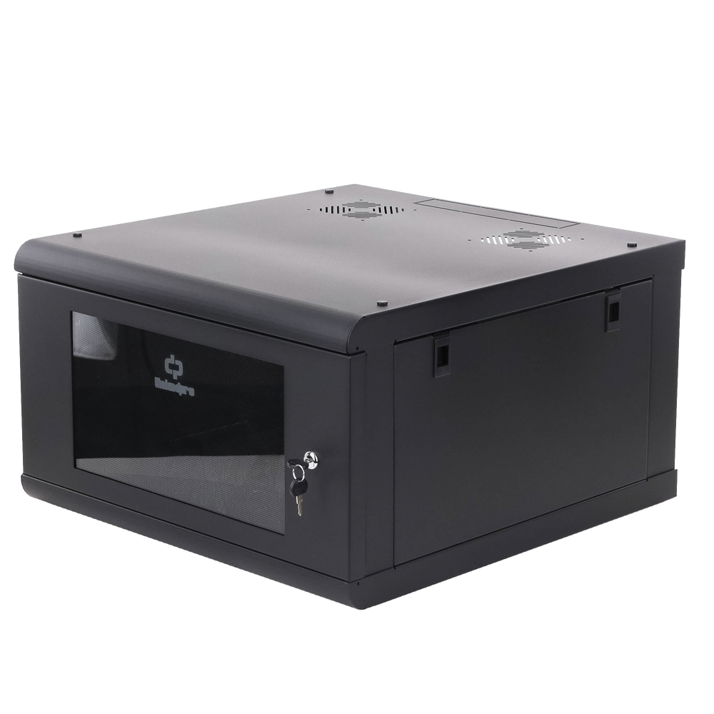Gabinete de Pared con Puerta de Cristal Templado, 635 mm de Profundidad, 6U Rack de 19 in, Acero Reforzado