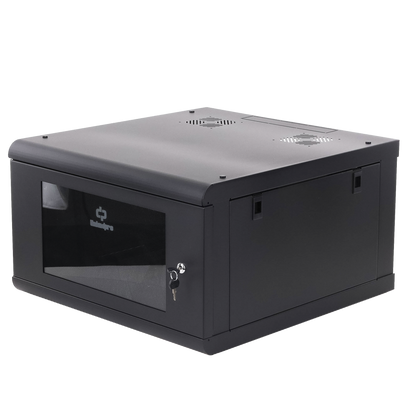 Gabinete de Pared con Puerta de Cristal Templado, 635 mm de Profundidad, 6U Rack de 19 in, Acero Reforzado