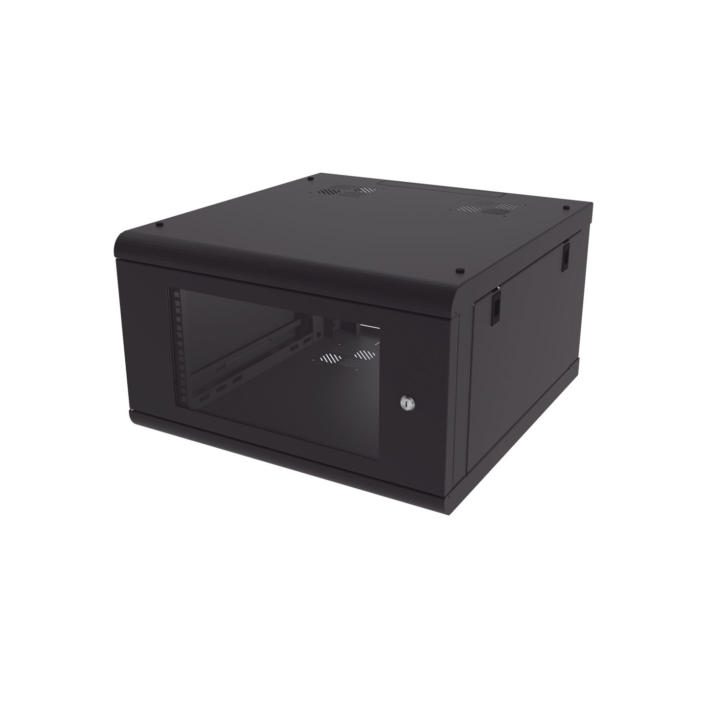 Gabinete de Pared con Puerta de Cristal Templado, 635 mm de Profundidad, 6U Rack de 19 in, Acero Reforzado