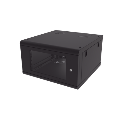 Gabinete de Pared con Puerta de Cristal Templado, 635 mm de Profundidad, 6U Rack de 19 in, Acero Reforzado
