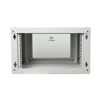 Gabinete de Pared de 6U con Puerta de Cristal Templado, 455 mm de Profundidad Total, Rack de 19'', Acero Reforzado Color Gris Mate