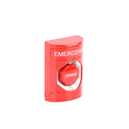 Botón de Emergencia, Texto en Español, Color Rojo, Acción Mantenida, Girar para Restablecer y LED Multicolor