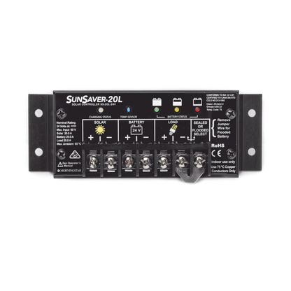 Controlador de Carga Solar SunSaver PWM 20 A / 12 VCC / Encapsulado Epóxico / Clase 1 Div 2 / Compensación de Temperatura