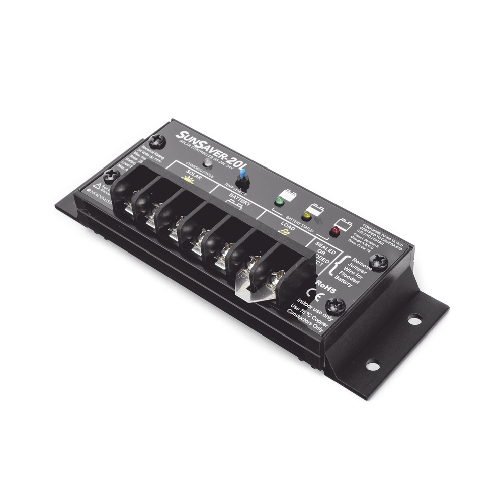 Controlador de Carga Solar SunSaver PWM 20 A / 12 VCC / Encapsulado Epóxico / Clase 1 Div 2 / Compensación de Temperatura