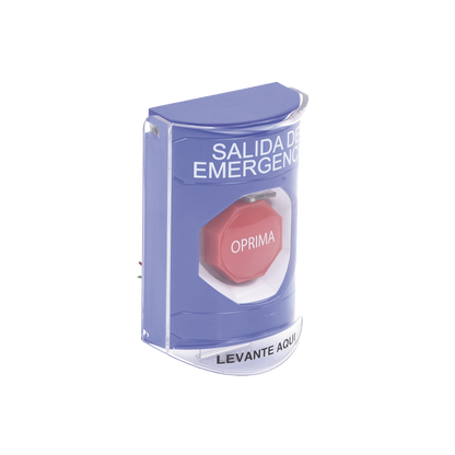 Botón de Salida de Emergencia, Texto en Español, Tapa Protectora de Policarbonato Súper Resistente, Restablecimiento con Llave