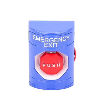 Botón De Salida De Emergencia Con Bocina De Advertencia Integrada, Interior/Exterior, Texto En Ingles, Tapa Protectora De Policarbonato Súper Resistente, Neumático