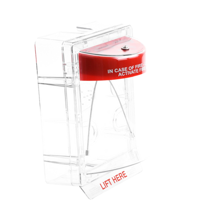 Cubierta Protectora Serie Stopper II® De Policarbonato, Con Bocina, Espaciador Transparente, Montaje en Superficie, Etiqueta en Inglés
