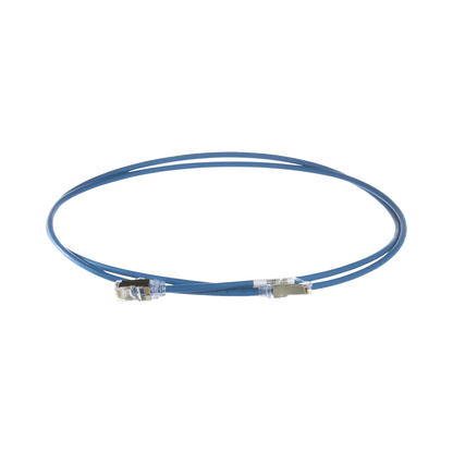 Patch Cord Cat6A, Diametro Reducido 28 AWG, Blindado S/FTP, CM/LS0H, 1.5 Metros (4.92 Pies), Color Azul