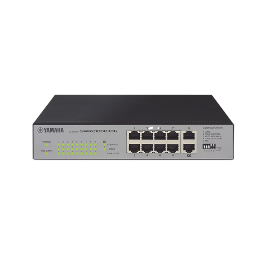 SWITCH DE RED POE 10 PUERTOS OPTIMIZADO P/ REDES DANTE