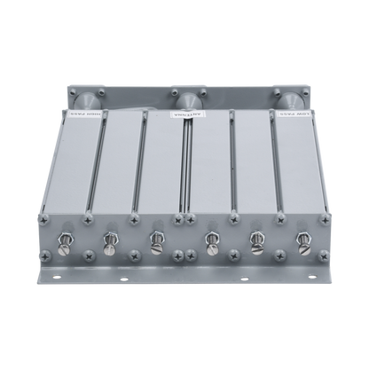 Duplexer SYSCOM en UHF, 6 Cav. 403-430 MHz, 50 Watt, 15MHz Sep. Rechazo de Banda, BNC Hembras.