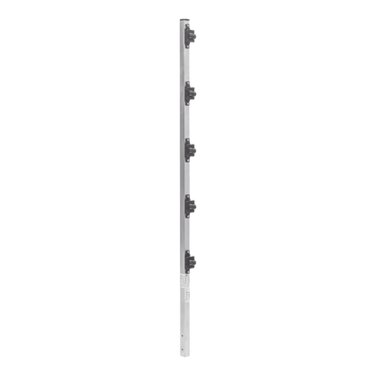 Poste de Paso de 1.2m para Cerca Electrificada de PTR Cuadrado de Aluminio de 1" de lado con 5 Aisladores Instalados.