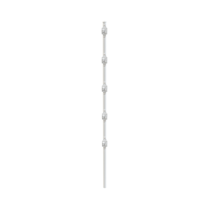 Poste con 5 Aisladores de PASO  para Cerca Electrificada. Tubo Galvanizado de 1.2m, cal. 18 de 1" Diam. + Pintura Blanca Aplicación en Polvo.