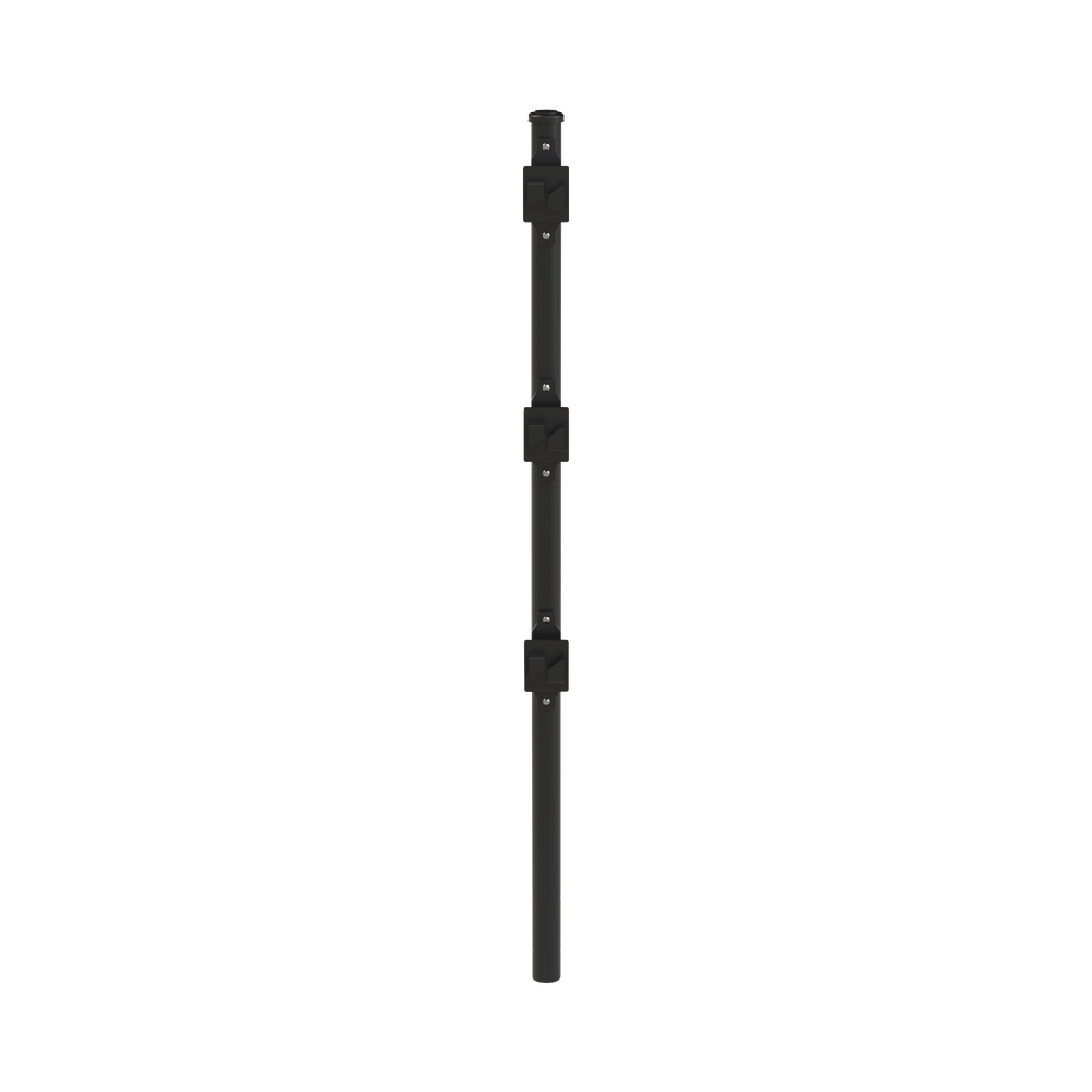 Poste de Paso Negro de 0.75m para Cerca Electrificada. Tubo Galvanizado cal. 18 de 1"Diam. con Tapón y 3 Aisladores Instalados.