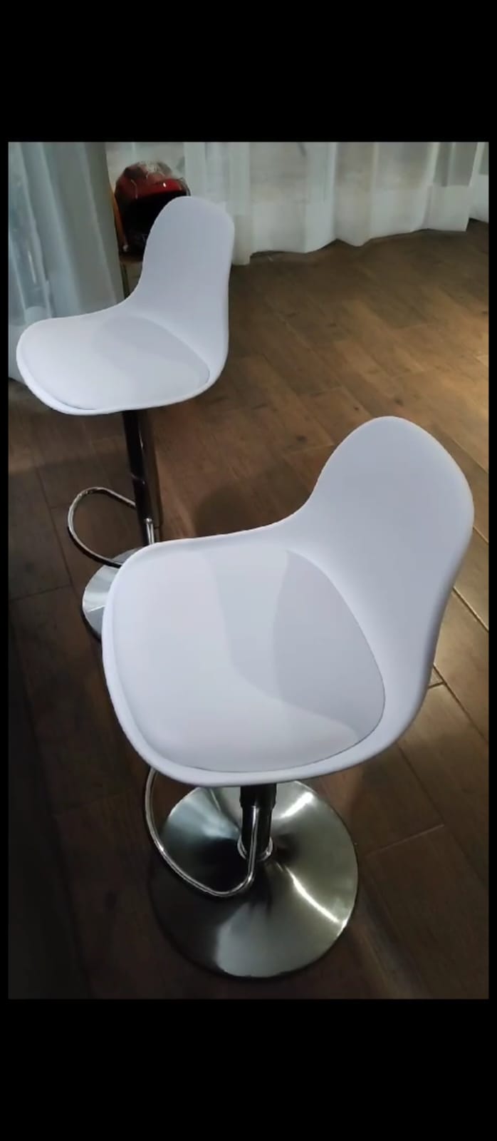 SET DE 2 BANCOS GIRATORIOS / OFICINA - BARRA- COMEDOR- ETC, Blanco, Gris y Negro