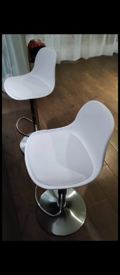 SET DE 2 BANCOS GIRATORIOS / OFICINA - BARRA- COMEDOR- ETC, Blanco, Gris y Negro