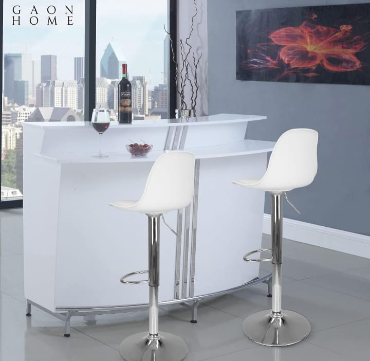 SET DE 2 BANCOS GIRATORIOS / OFICINA - BARRA- COMEDOR- ETC, Blanco, Gris y Negro