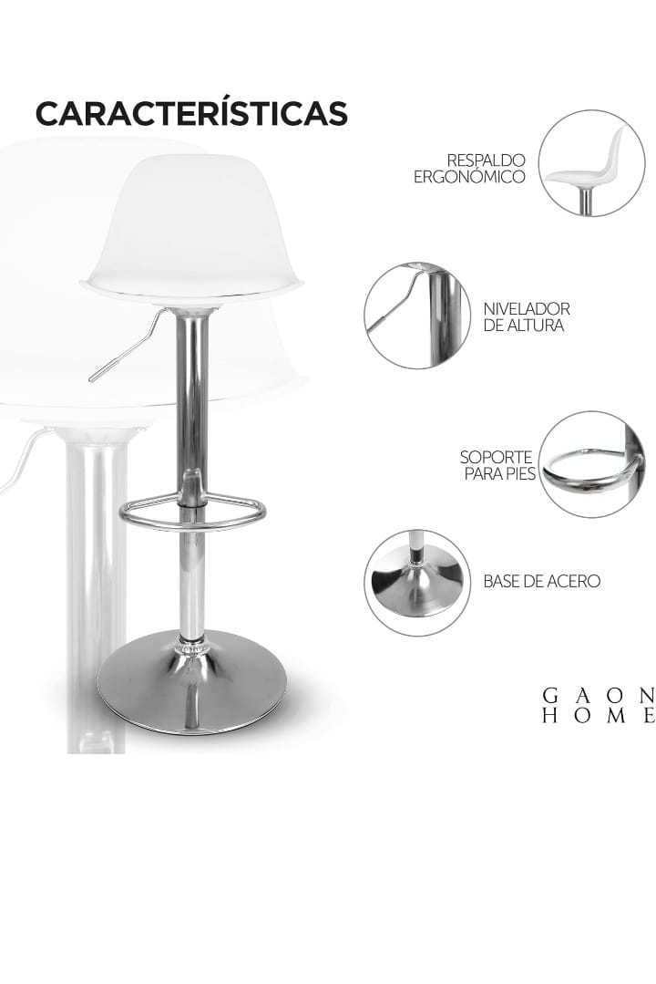 SET DE 2 BANCOS GIRATORIOS / OFICINA - BARRA- COMEDOR- ETC, Blanco, Gris y Negro
