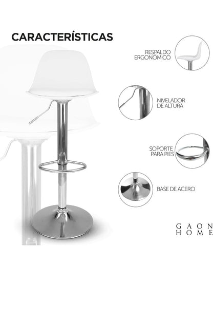 SET DE 2 BANCOS GIRATORIOS / OFICINA - BARRA- COMEDOR- ETC, Blanco, Gris y Negro
