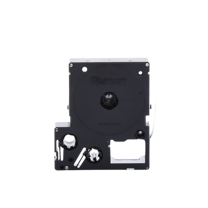 Casete de Etiquetas de Vinilo de Cinta Continua, Color Negro Sobre Blanco, Uso Interior/Exterior, 12 (0.5 Pulgadas) mm de Ancho x 7 Metros (22.97 Pies) de Largo
