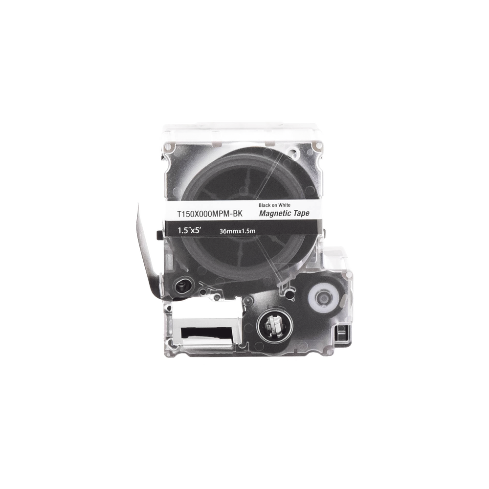 Casete de Etiquetas Magnéticas de Cinta Continua, Color Blanco Sobre Negro, Uso Interior, 36 mm (1.42 pulgadas) de Ancho x 1.5 Metros (4.92 pies) de Largo