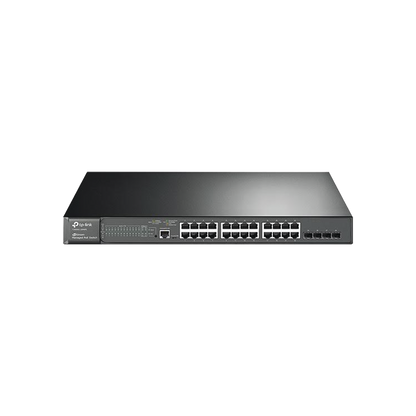 Switch JetStream PoE+ administrable Capa 2, 24 puertos 10/100/1000 Mbps + 4 puertos SFP 384 W