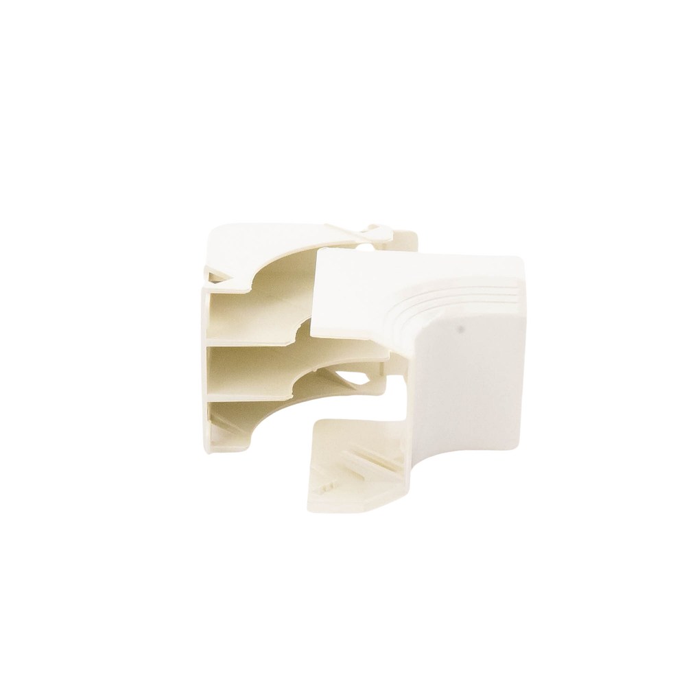 Esquinero interior, para uso con canaleta T45, Material PVC Rígido, Color Blanco Mate