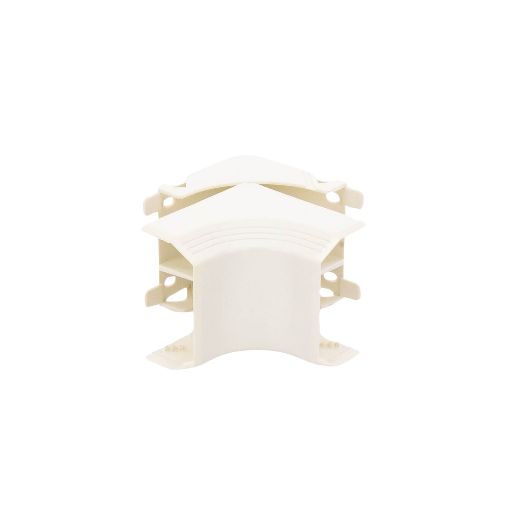 Esquinero interior, para uso con canaleta T45, Material PVC Rígido, Color Blanco Mate