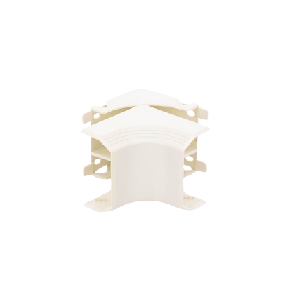 Esquinero interior, para uso con canaleta T45, Material PVC Rígido, Color Blanco Mate