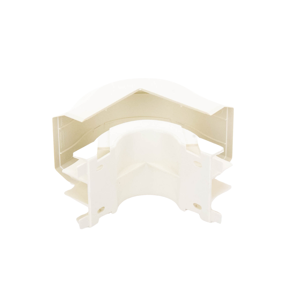 Esquinero exterior, para uso con canaleta T45, Material PVC Rígido, Color Blanco Mate