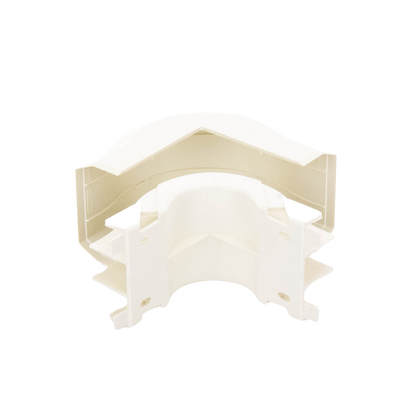 Esquinero exterior, para uso con canaleta T45, Material PVC Rígido, Color Blanco Mate