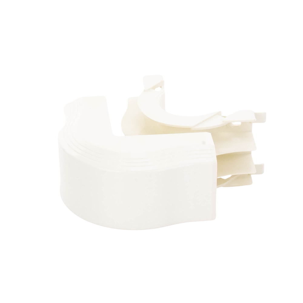 Esquinero exterior, para uso con canaleta T45, Material PVC Rígido, Color Blanco Mate
