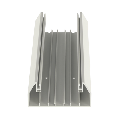 Base para canaleta T-70, de PVC rígido, con orificios perforados para montaje, 103.3 x 44.9 x 2400 mm, Color Blanco Mate