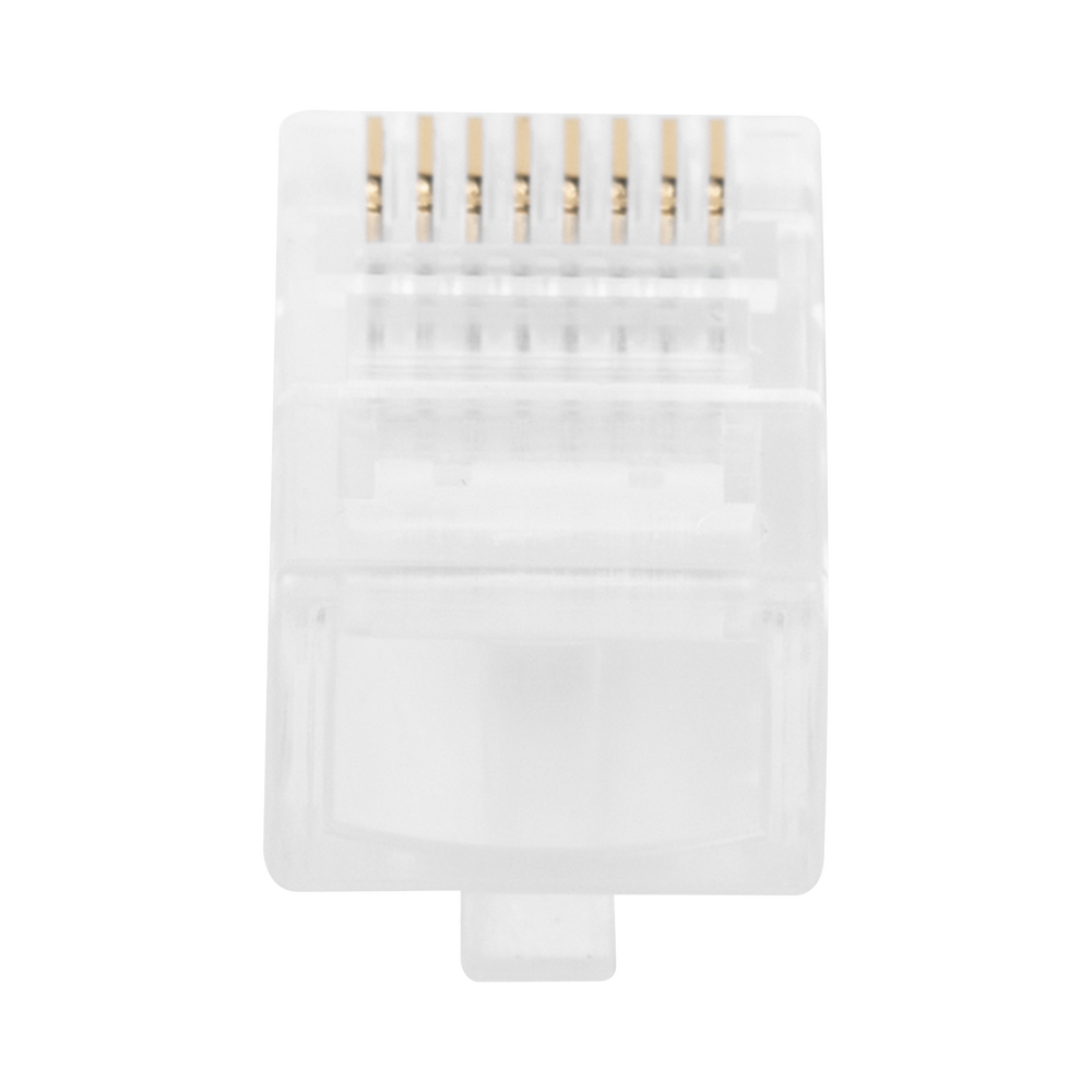 Bote con 100 Piezas de Plug Modular RJ45 Cat5e sin Blindaje, Chapado de Oro a 30 Micras para Durabilidad Extrema