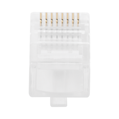 Bote con 100 Piezas de Plug Modular RJ45 Cat5e sin Blindaje, Chapado de Oro a 30 Micras para Durabilidad Extrema