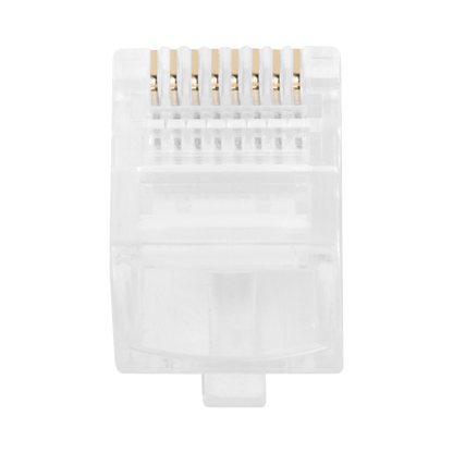 Bote con 100 Plugs Pass Through RJ45 Cat5e sin Blindaje, Chapado de Oro a 30 Micras para Durabilidad Extrema