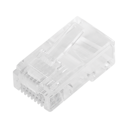 Bote con 100 Plugs Pass Through RJ45 Cat5e sin Blindaje, Chapado de Oro a 30 Micras para Durabilidad Extrema