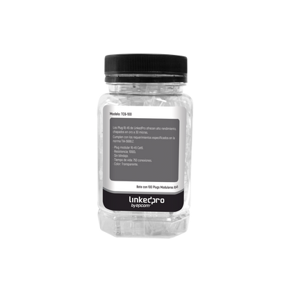 Bote con 100 Piezas de Plug Modular RJ45 Cat6 sin Blindaje, Chapado de Oro a 30 Micras para Durabilidad Extrema