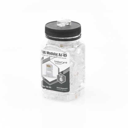 Bote con 100 Piezas de Plug Modular RJ45 Cat6 sin Blindaje, Chapado de Oro a 30 Micras para Durabilidad Extrema