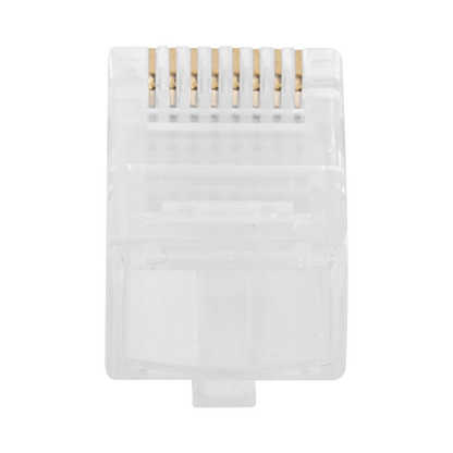 Bote con 100 Plugs Pass Through RJ45 Cat6 sin Blindaje, Chapado de Oro a 30 Micras para Durabilidad Extrema