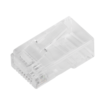 Bote con 100 Plugs Pass Through RJ45 Cat6 sin Blindaje, Chapado de Oro a 30 Micras para Durabilidad Extrema