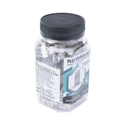 Bote con 100 Piezas de Plug Modular RJ45 Cat6 Blindado con Pin de Tierra, Chapado de Oro a 30 Micras para Durabilidad Extrema