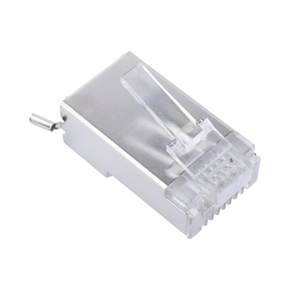 Bote con 100 Piezas de Plug Modular RJ45 Cat6 Blindado con Pin de Tierra, Chapado de Oro a 30 Micras para Durabilidad Extrema