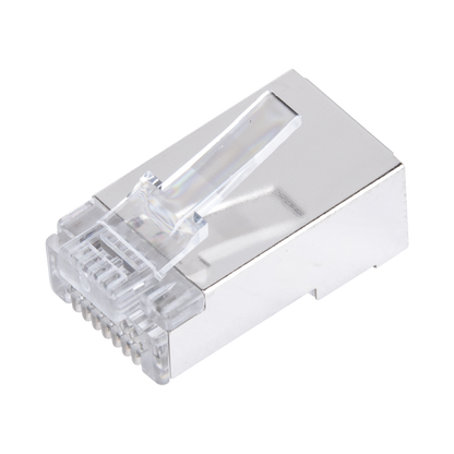 Bote con 100 Plugs Pass Through RJ45 Cat6 Blindado Chapado de Oro a 30 Micras para Durabilidad Extrema