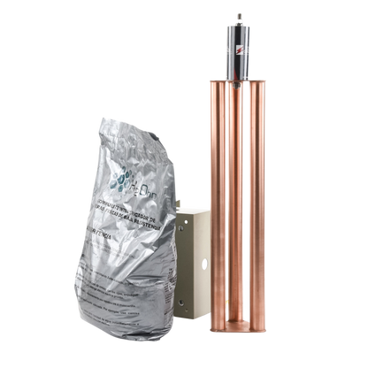Kit de puesta a tierra de 100 Amperes con Electrodo, Filtro, Acoplador y Compuesto H2Ohm.